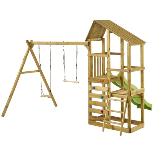 Kangui-Tour-de-jeux-en-bois-avec-double-plateformes-WOUPI-Balancoire-trapeze-mur-descalade-et-cabane-0