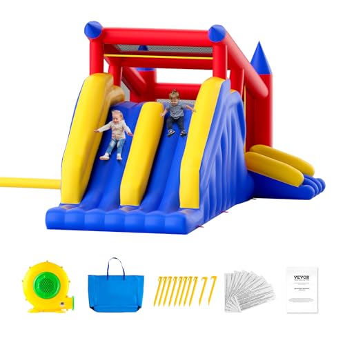 VEVOR-Chateau-Gonflable-Structure-Gonflable-avec-Souffleur-Toboggan-et-Sac-de-Rangement-Trampoline-Exterieur-Aire-de-Jeu-Gonflable-dArriere-Cour-pour-Enfants-Ages-de-3-a-8-Ans-465x260x235-cm-0