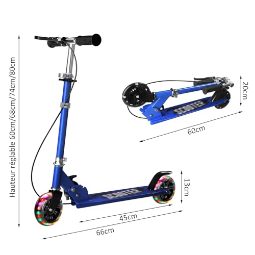 Vinteky-Trottinette-Enfant-2-Roues-Pliable-et-Legere-avec-Frein-a-Main-Reglable-en-3-Hauteurs-70-kg-Max-Design-Ergonomique-Couleur-Bleu-Ideal-pour-Enfants-de-3-a-9-Ans-0-1
