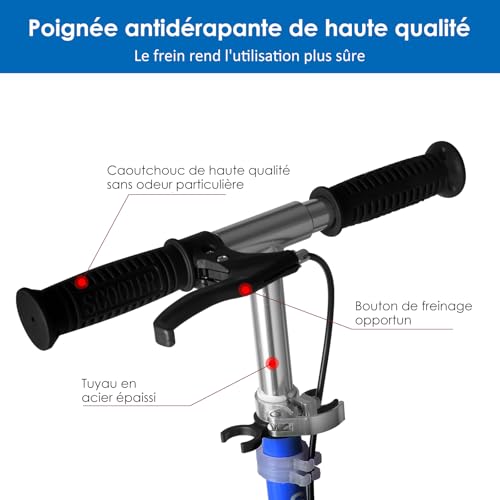 Vinteky-Trottinette-Enfant-2-Roues-Pliable-et-Legere-avec-Frein-a-Main-Reglable-en-3-Hauteurs-70-kg-Max-Design-Ergonomique-Couleur-Bleu-Ideal-pour-Enfants-de-3-a-9-Ans-0-2