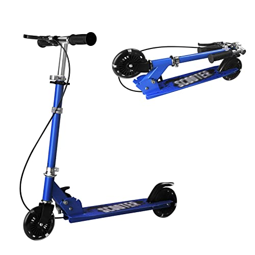 Vinteky-Trottinette-Enfant-2-Roues-Pliable-et-Legere-avec-Frein-a-Main-Reglable-en-3-Hauteurs-70-kg-Max-Design-Ergonomique-Couleur-Bleu-Ideal-pour-Enfants-de-3-a-9-Ans-0