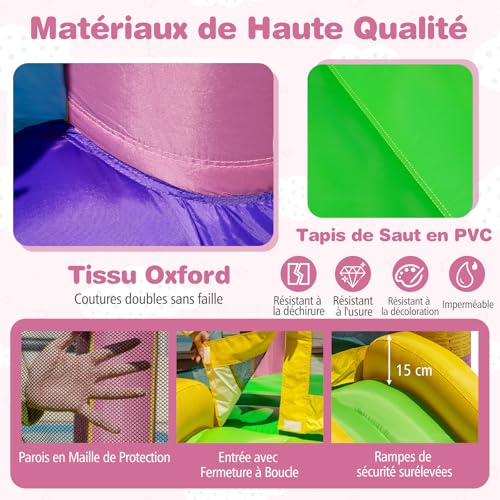 COSTWAY-Chateau-Gonflable-Enfant-avec-Toboggan-et-Maison-de-Saut-Aire-de-Jeux-Gonflable-avec-Panier-et-Sac-de-Transport-Interieur-Exterieur-Charge-90kg-pour-2-Enfants-de-3-12-Ans-0-1