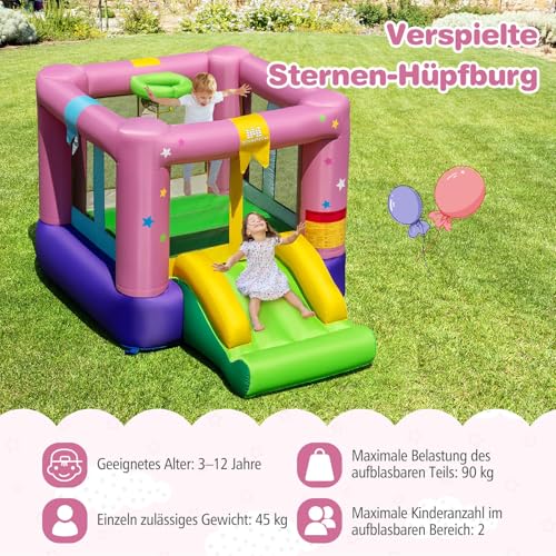 FANTASK-Chateau-Gonflable-Gonflable-Zone-de-Saut-et-Panier-de-Basket-Ball-Chateau-Gonflable-avec-Toboggan-pour-linterieur-et-lexterieur-240-x-174-x-143-cm-0-2