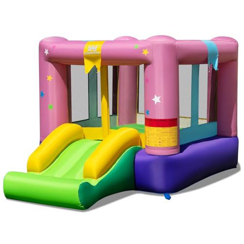 FANTASK-Chateau-Gonflable-Gonflable-Zone-de-Saut-et-Panier-de-Basket-Ball-Chateau-Gonflable-avec-Toboggan-pour-linterieur-et-lexterieur-240-x-174-x-143-cm-0