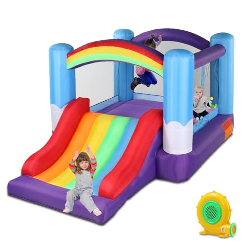 HOBBYZOO-Chateau-Gonflable-avec-Souffleur-Trampoline-et-Toboggan-pour-Enfants-de-3-a-10-Ans-Aire-de-Jeux-Gonflable-InterieureExterieure-360x240x210cm-0