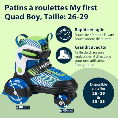 HUDORA-Rollschuhe-My-First-Quad--Patins-pour-Kinder--Schuhe-mit-Rollen--Patins-a-roulettes-pour-Madchen-Jungs-in-Verschiedenen-Farben--Patins-a-roulettes-Grosenverstellbare-0-0