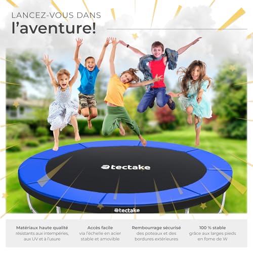 tectake-Trampoline-Rond-avec-Echelle-Trampoline-Filet-de-Protection-Tour-rembourre-Enfant-Adultes-Certifie-Intertek-Securite-Maximale-Jardin-Cadeau-Diverses-Tailles-0-2