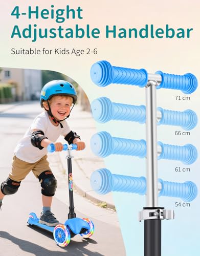 BELEEV-Trottinette-Enfants-2-Ans-Trotinette-a-3-Roues-pour-Filles-et-Garcons-LED-Roues-Lumineuses-4-Hauteur-Reglable-Inclinee-pour-Diriger-Plateau-Antiderapant-Scooter-pour-Tout-Petits-2-6-Ans-0-0
