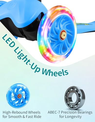 BELEEV-Trottinette-Enfants-2-Ans-Trotinette-a-3-Roues-pour-Filles-et-Garcons-LED-Roues-Lumineuses-4-Hauteur-Reglable-Inclinee-pour-Diriger-Plateau-Antiderapant-Scooter-pour-Tout-Petits-2-6-Ans-0-2