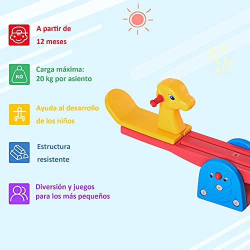 HOMCOM-Balancoire-a-Bascule-pour-Enfants-avec-Dossier-en-Forme-de-Girafe-Guidon-texture-Charge-20kg-par-siege-Interieur-et-exterieur-150x32x60-cm-Multicolore-0-2