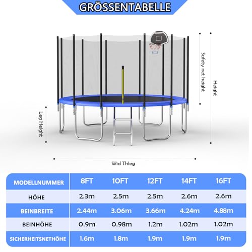 Redkid-Trampoline-dexterieur-O-305366-cm-trampoline-de-jardin-pour-enfant-avec-filet-de-securite-echelle-planche-de-panier-de-basket-charge-maximale-440-livres-bleu-0-0