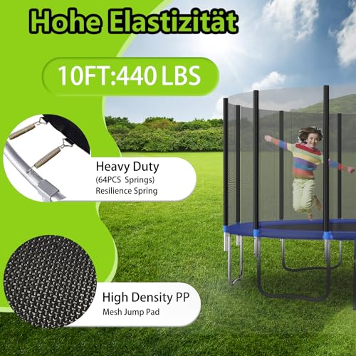 Redkid-Trampoline-dexterieur-O-305366-cm-trampoline-de-jardin-pour-enfant-avec-filet-de-securite-echelle-planche-de-panier-de-basket-charge-maximale-440-livres-bleu-0-1