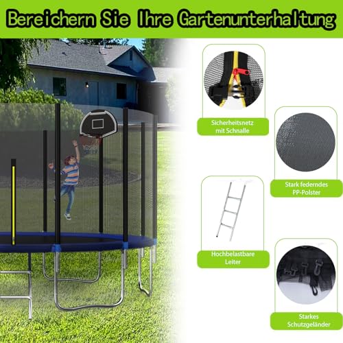 Redkid-Trampoline-dexterieur-O-305366-cm-trampoline-de-jardin-pour-enfant-avec-filet-de-securite-echelle-planche-de-panier-de-basket-charge-maximale-440-livres-bleu-0-2