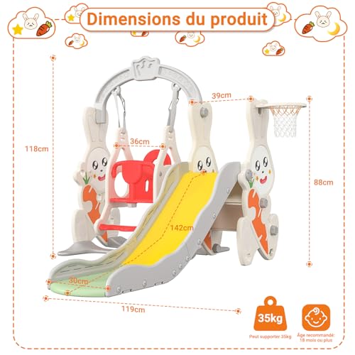 Toboggan-pour-Enfants-4-en-1Interieur-et-Exterieur-Toboggan-avec-Balancoire-Panier-de-Basket-et-Echelle-descaladeDesign-Lapin-pour-Enfants-de-1-a-6-Ans-0-0