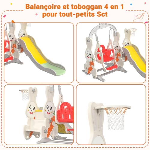 Toboggan-pour-Enfants-4-en-1Interieur-et-Exterieur-Toboggan-avec-Balancoire-Panier-de-Basket-et-Echelle-descaladeDesign-Lapin-pour-Enfants-de-1-a-6-Ans-0-1