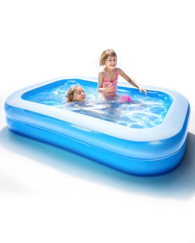 Double-Piscine-Gonflable-Rectangulaire-2-x-15-x-05-m-Couche-Piscine-Enfant-Rectangulaire-pour-Jardin-Pataugeoire-pour-Enfants-et-Adultes-Grande-Piscine-Familiale-pour-Balcon-ou-Interieur-Bleu-0