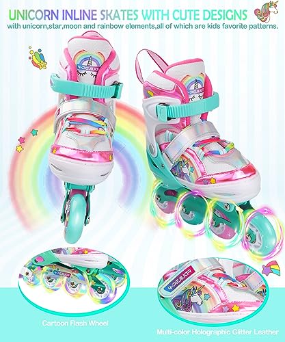 Licorne-Rollers-Enfant-avec-Roues-Lumineux-Patins-a-roulettes-Alignees-Rollers-en-Ligne-Taille-Ajustable-Rollers-Quad-pour-Filles-Femmes-Debutants-Cadeau-de-Noel-danniversaire-0-0