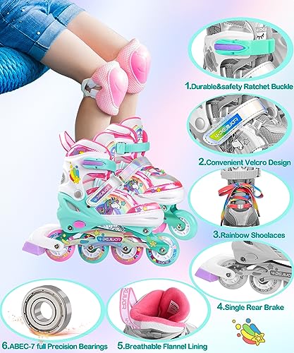 Licorne-Rollers-Enfant-avec-Roues-Lumineux-Patins-a-roulettes-Alignees-Rollers-en-Ligne-Taille-Ajustable-Rollers-Quad-pour-Filles-Femmes-Debutants-Cadeau-de-Noel-danniversaire-0-1