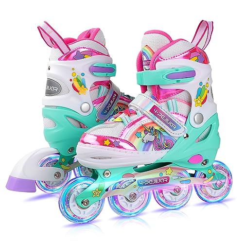 Licorne-Rollers-Enfant-avec-Roues-Lumineux-Patins-a-roulettes-Alignees-Rollers-en-Ligne-Taille-Ajustable-Rollers-Quad-pour-Filles-Femmes-Debutants-Cadeau-de-Noel-danniversaire-0