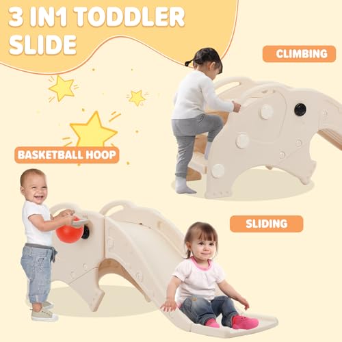 Siairo-3-en-1-Toboggan-pour-Enfants-Toboggan-avec-Panier-de-Basketball-Ballon-Jeu-dExterieur-et-lInterieur-pour-bebe-0-0