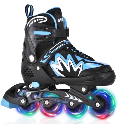 TOMSHOO-Patins-a-roulettes-Rollers-en-Ligne-avec-4-Tailles-Reglables-Roues-LED-Plusieurs-Options-de-Taille-pour-Enfants-Garcons-et-Filles-0