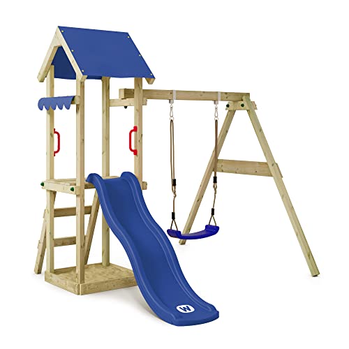 WICKEY-Aire-de-Jeux-TinyWave-portique-en-Bois-avec-balancoire-et-Toboggan-Tour-descalade-pour-Enfants-avec-bac-a-Sable-echelle-et-Accessoires-de-Jeu-pour-Le-Jardin-0