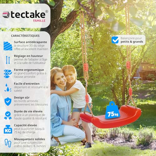 tectake-Balancoire-Exterieur-Balancelle-de-Jardin-pour-Aire-de-Jeux-Exterieur-Our-interieur-pour-Enfant-et-Adultes-avec-Corde-balancoire-et-mousquetons-Surface-antiderapante-Max-75-kg-0-0
