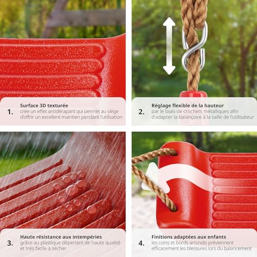 tectake-Balancoire-Exterieur-Balancelle-de-Jardin-pour-Aire-de-Jeux-Exterieur-Our-interieur-pour-Enfant-et-Adultes-avec-Corde-balancoire-et-mousquetons-Surface-antiderapante-Max-75-kg-0-2