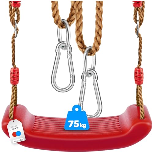 tectake-Balancoire-Exterieur-Balancelle-de-Jardin-pour-Aire-de-Jeux-Exterieur-Our-interieur-pour-Enfant-et-Adultes-avec-Corde-balancoire-et-mousquetons-Surface-antiderapante-Max-75-kg-0